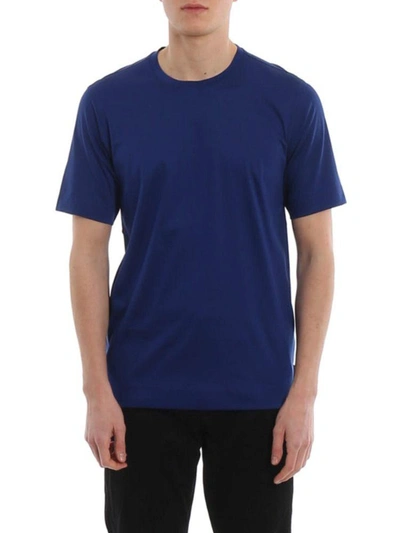 Shop Z Zegna Men's Blue Cotton T-shirt