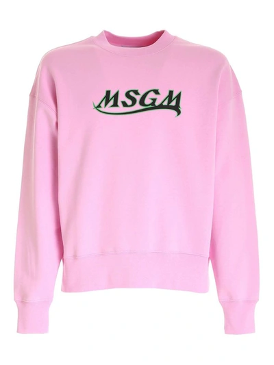 Shop Msgm Men's Pink Cotton Sweatshirt