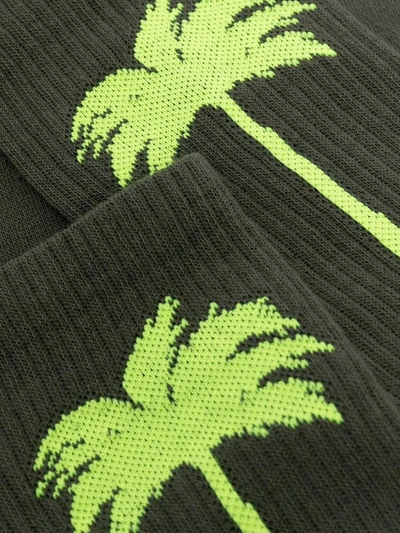 Shop Palm Angels Men's Green Cotton Socks