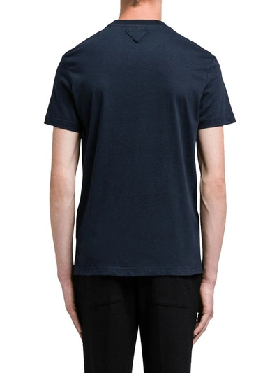 Shop Prada Men's Blue Cotton T-shirt