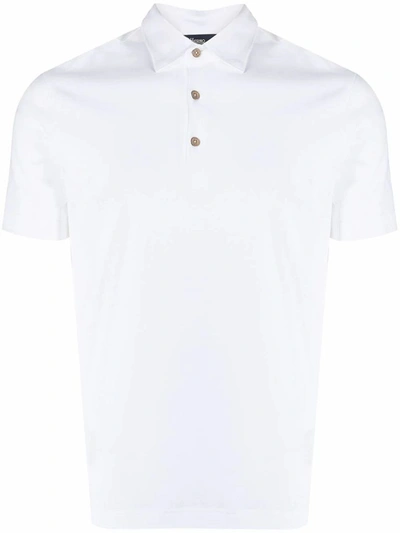 Herno White Short-sleeve Polo With Traditional Collar And Minimalist Design In White