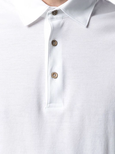 Herno White Short-sleeve Polo With Traditional Collar And Minimalist Design In White