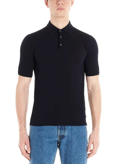 Shop Zanone Men's Blue Other Materials Polo Shirt
