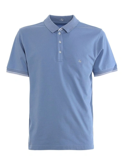 Shop Fay Men's Light Blue Cotton Polo Shirt