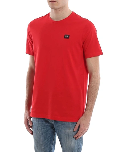 Shop Paul & Shark Men's Red Cotton T-shirt