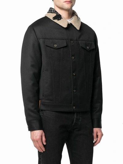 Shop Loewe Men's Black Wool Outerwear Jacket