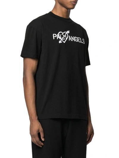 Shop Palm Angels Men's Black Cotton T-shirt