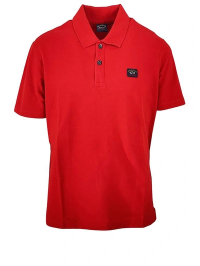 Shop Paul & Shark Men's Red Cotton Polo Shirt