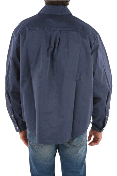 Shop Off-white Men's Blue Cotton Shirt