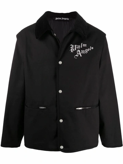 Shop Palm Angels Men's Black Cotton Outerwear Jacket
