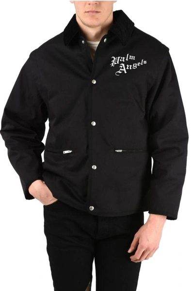 Shop Palm Angels Men's Black Cotton Outerwear Jacket