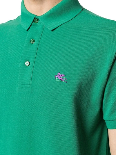 Shop Etro Men's Green Cotton Polo Shirt