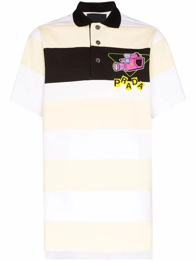 Shop Prada Men's Yellow Cotton Polo Shirt