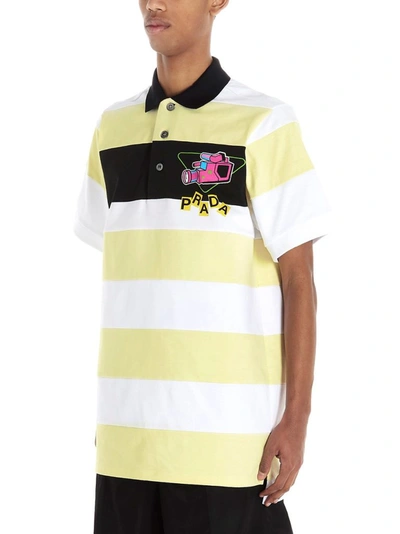 Shop Prada Men's Yellow Cotton Polo Shirt