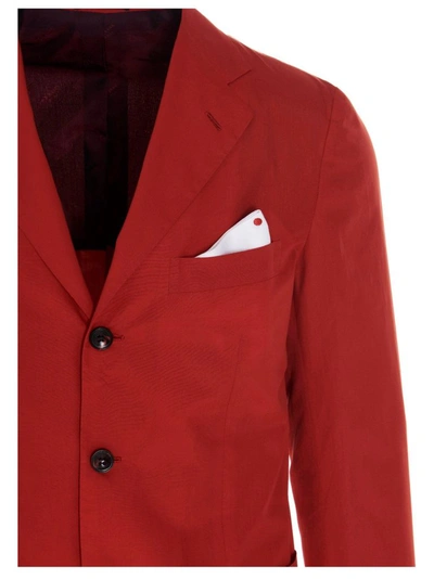 Shop Kiton Men's Red Other Materials Blazer