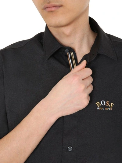 Shop Hugo Boss Men's Black Cotton Shirt