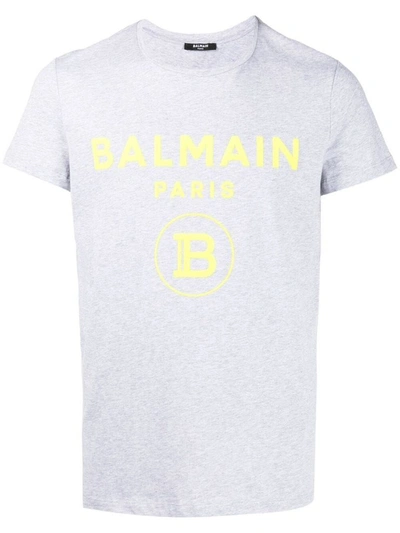 Shop Balmain Men's Grey Cotton T-shirt