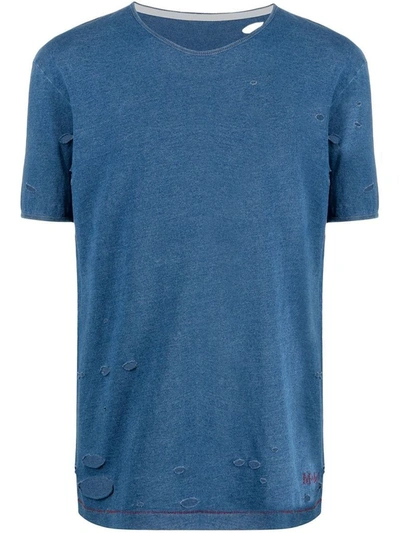 Shop Maison Margiela Men's Blue Cotton T-shirt