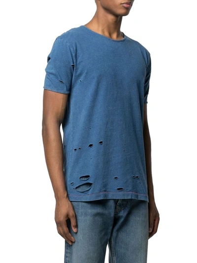 Shop Maison Margiela Men's Blue Cotton T-shirt
