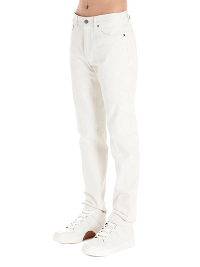 Shop Ermenegildo Zegna Men's White Cotton Jeans