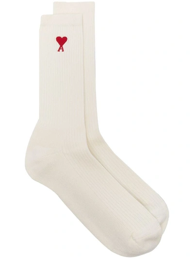 Shop Ami Alexandre Mattiussi Men's White Cotton Socks