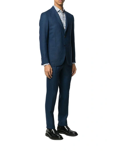 Shop Etro Men's Blue Wool Suit