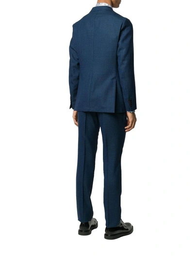 Shop Etro Men's Blue Wool Suit