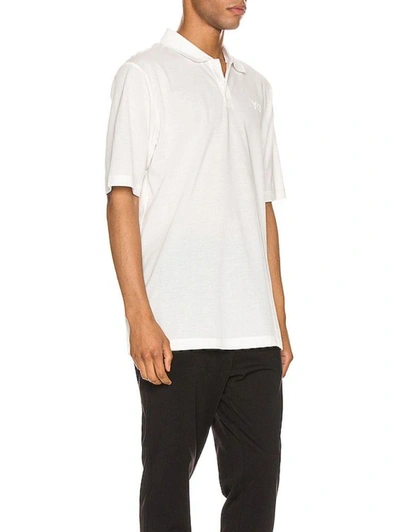 Shop Adidas Y-3 Yohji Yamamoto Men's White Cotton Polo Shirt
