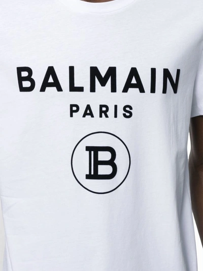 Shop Balmain Men's White Cotton T-shirt