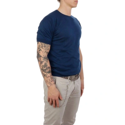 Shop John Smedley Men's Blue Cotton T-shirt