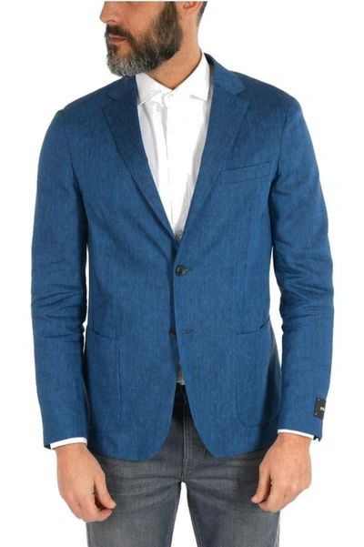 Shop Ermenegildo Zegna Men's Blue Linen Blazer