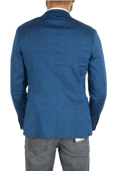 Shop Ermenegildo Zegna Men's Blue Linen Blazer