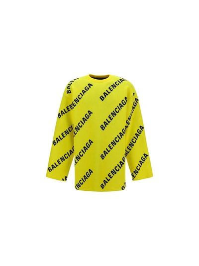 Shop Balenciaga Men's Yellow Other Materials Sweater