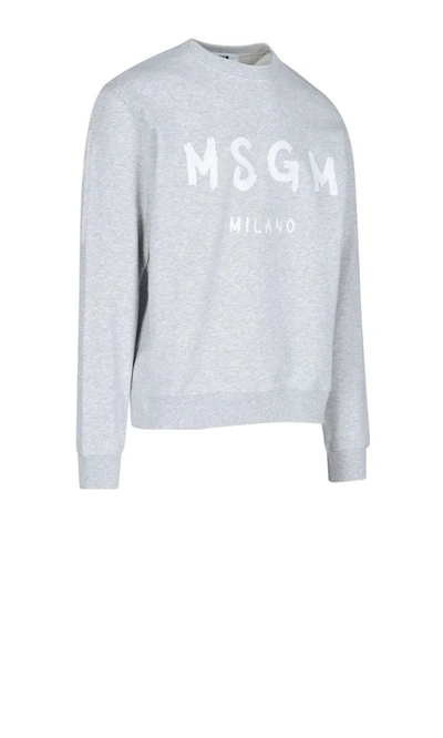 Shop Msgm Men's Grey Cotton Sweatshirt