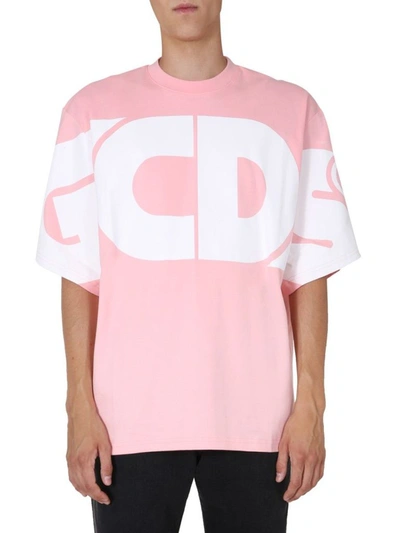 Shop Gcds Men's Pink Cotton T-shirt