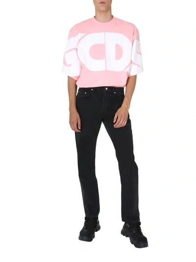 Shop Gcds Men's Pink Cotton T-shirt