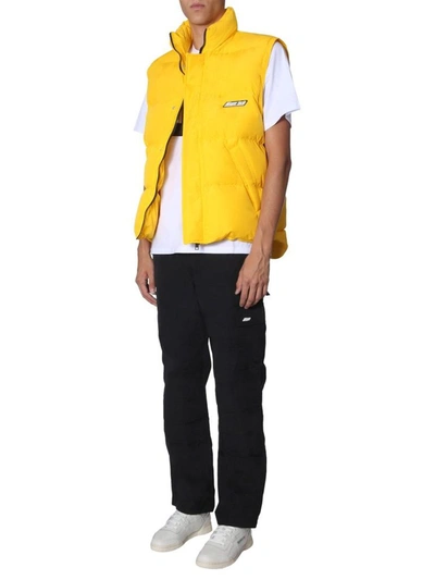 Shop Msgm Men's Yellow Polyester Down Jacket