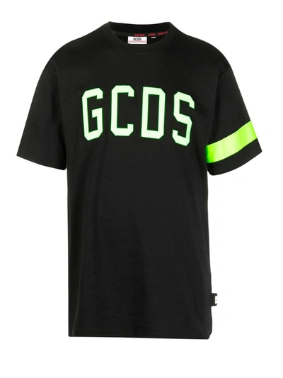Shop Gcds Men's Black Cotton T-shirt