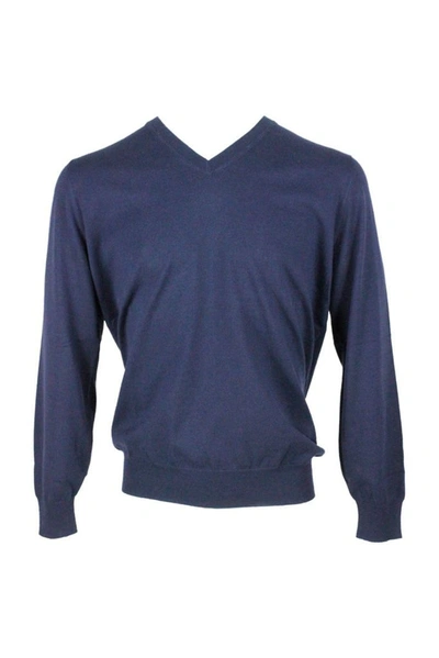 Shop Brunello Cucinelli Men's Blue Cotton Sweater