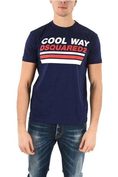 Shop Dsquared2 Men's Blue Cotton T-shirt