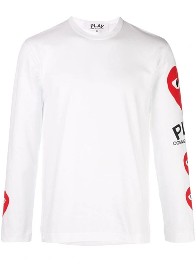 Shop Comme Des Garçons Play Men's White Cotton T-shirt