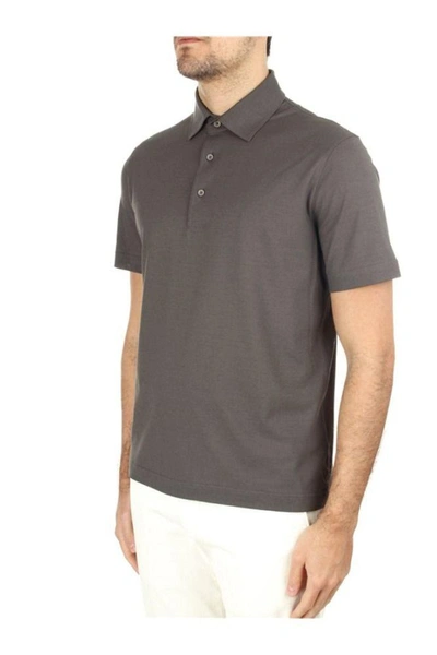 Shop Herno Men's Grey Cotton Polo Shirt