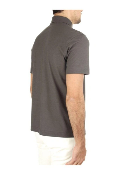 Shop Herno Men's Grey Cotton Polo Shirt