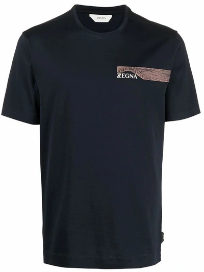 Shop Z Zegna Men's Blue Other Materials T-shirt