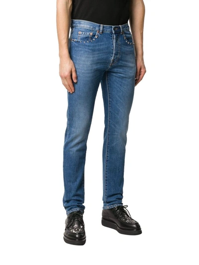 Shop Valentino Men's Blue Cotton Jeans
