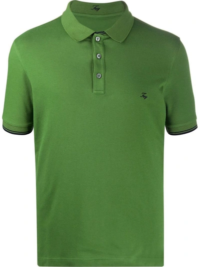 Shop Fay Men's Green Cotton Polo Shirt