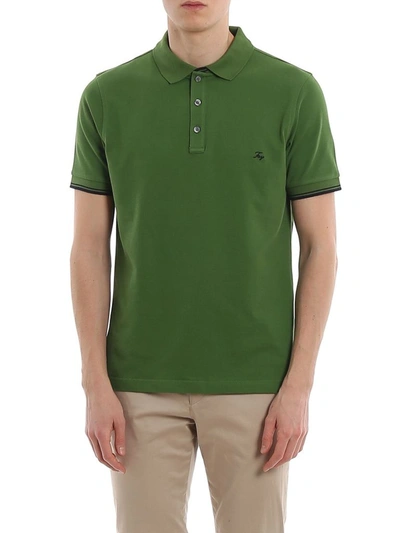 Shop Fay Men's Green Cotton Polo Shirt
