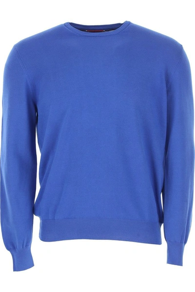 Shop Fay Men's Blue Cotton Sweater