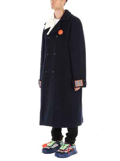 Shop Off-white Men's Blue Wool Coat