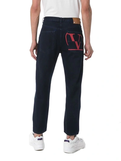 Shop Valentino Men's Blue Cotton Jeans